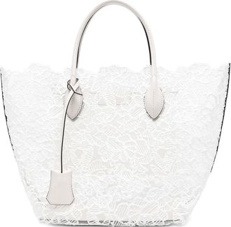 Ermanno Scervino Lace Detail Shopping Bag In White Leather