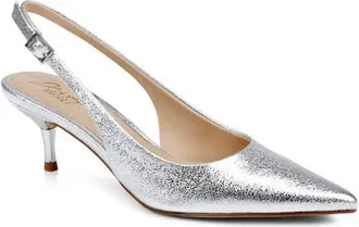 Badgley Mischka Ilana Slingback Pump in Silver Textile at Nordstrom, Size 6.5