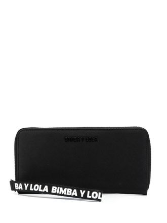 Bimba & Lola logo-strap zip-around wallet - Black