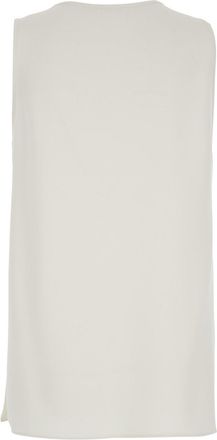 P.A.R.O.S.H. Womens Sleeveless Top Round Neck White Polyester Tops