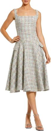 Mac Duggal Sleeveless Drop Waist Boucle Midi Dress in Pastel Multi at Nordstrom, Size 10