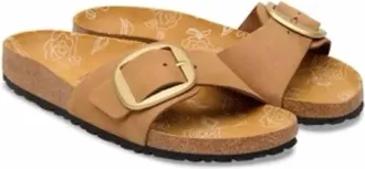 Birkenstock Womens Madrid Big Buckle Nubuck Leather Sandal In Mink