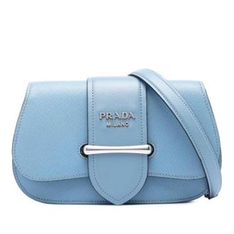 Prada Pre-owned Mini Saffiano Sidonie Crossbody - Dames - Pre-owned - Blauw - Maat: ONE Size Leer