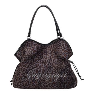 Generic Cymwer Women Leopard PU Shoulder Bag Retro Tote Handbag Large Capacity Daily Use(Grey) (Grey)