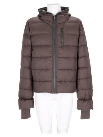 Rick Owens Brown Gimp Hooded Quilted Nylon Down Jacket