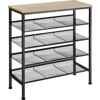 TecTake Zapatero estilo industrial y 4 estantes 75,5x30,5x85,5cm madera clara