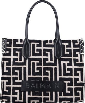 Balmain B-army Shopper 36 Bag In Pb Labyrinth Jacquard