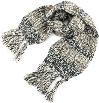 Loud Elephant Long Chunky Knit Wool Multi Mix Scarf - Brown & Black Mix