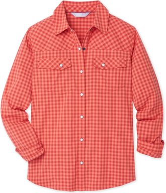 Stio | Womens Eddy Shirt Long Sleeve, Size Extra Small in Hot Sauce Gingham