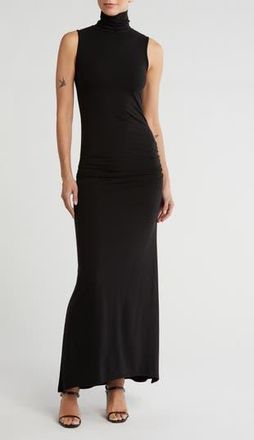 Go Couture Turtleneck Sleeveless Maxi Dress in Black at Nordstrom Rack, Size X-Large