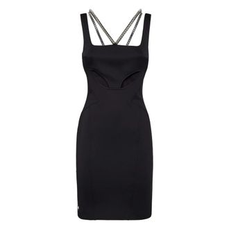 Philipp Plein Short Dress Studs - Dames - Feestkleedjes - Zwart - L - Katoen - Kleedjes