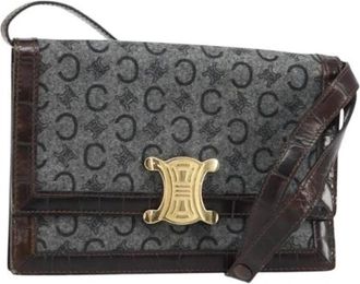 Celine Pre-owned C Macadam Canvas Shoulder Bag - Dames - Vintage Schoudertas - Grijs - ONE Size - Leer - Vintage