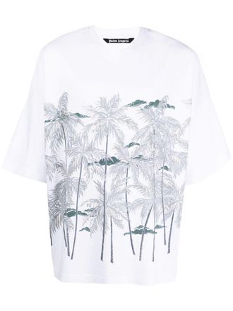 Palm Angels palm tree-print T-shirt - men - Polyester/Cotton - L - White