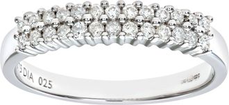 Jewelco London 9ct White Gold 1/4ct Diamond 26 Stone 2 Row Eternity Ring 2.5mm - PR0AXL5493W