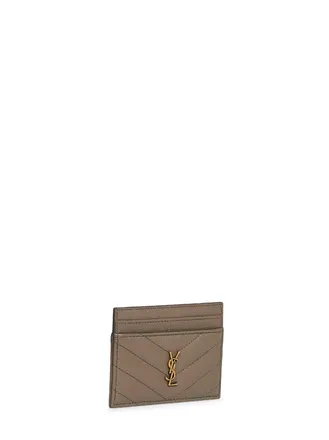 Saint Laurent Womens Card Holder Cassandre Mud Calfskin Wallets & Purses