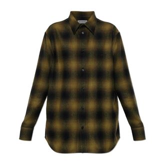Balenciaga Camisa de Lana con Estampado de Cuadros - Blouses & Shirts - Mujer - Marr&oacute;n - 2XS