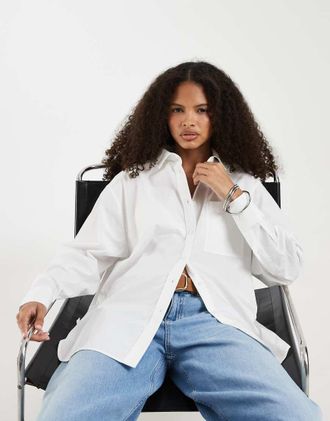 Lacoste Camicia a maniche lunghe in popeline bianca a righe-Bianco