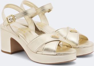 Prada Metallic leather platform sandals