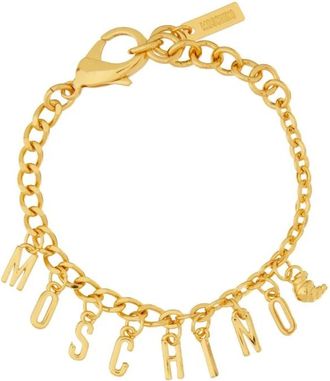 Moschino Accessoires, Dames, Geel, M, Goudkleurige Logo Bedelarmband