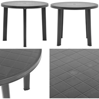 vidaXL Tavolo da Giardino Antracite 89 cm in Plastica - Tavolo da patio - Tavolo da veranda