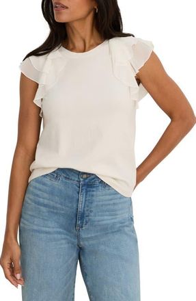 Nic+Zoe Chiffon Drift Mixed Media Top in Classic Cream at Nordstrom, Size Xx-Large