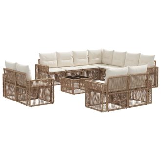 vidaXL Conjunto De Sof&aacute;s De Jard&iacute;n 12 Pcs Beige Y Blanco Crema Vidaxl