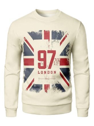 Generic Mens Union Jack British Flag Print Crewneck Sweatshirt, Long Sleeve, Plus Size (UK, Alpha, 4XL, Regular, Regular, 2)