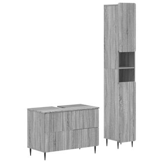 vidaXL Juego De Gabinete De Ba&ntilde;o De 2 Piezas Zwolle Sonoma Gris Vidaxl