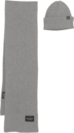 Marc O'Polo Geribbeld sjaalset - Grijs