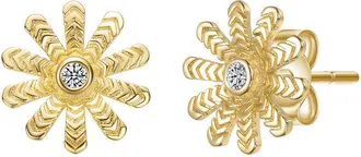 Genevive 14K Plated Cz Flower Earrings