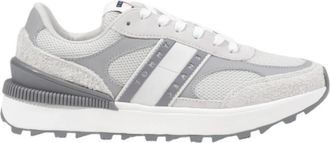 Tommy Jeans Suede Leren Damesschoenen Lente/Zomer Collectie - Dames - Sneakers - Grijs - 38 EU - Leer - Schoenen