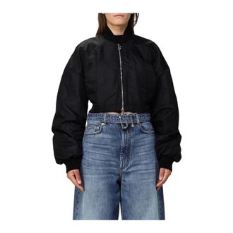 Sportmax Bomber Jackets, female, Black, S, Cropped Bomber Jacket