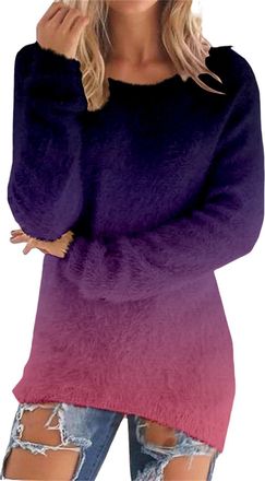 Generic Oversized Fleece Jacket for Women Plush Coat Womens Autumn Winter Long Sleeve O Neck Outfits Sweatshirt Blouse Tops Outwear for Workout Hiking Xmas Gi