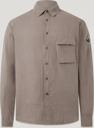 Belstaff Camisa Scale Para Hombre Garment Dyed Linen Gris Asfalto 2xl