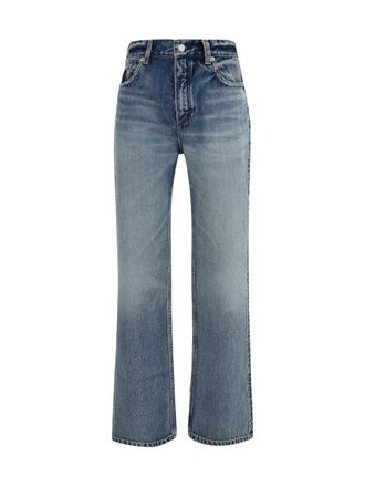 Alaia Womens Jeans Straight-Leg Dirty Wash Cotton