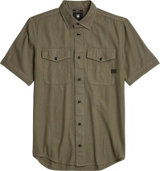 G-Star Slim Fit Denim Overhemd - Heren - Korte mouwen Overhemden - Groen - S - Denim - Overhemden