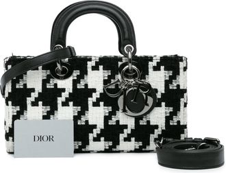 Dior Hobo Bags - 2022 Medium Canvas Macro Houndstooth Lady D Joy - Gr. unisize - in Schwarz - für Damen