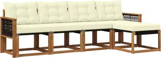 vidaXL Conjunto De Sof&aacute;s De Exterior 5 Uds. Natural Y Crema Vidaxl