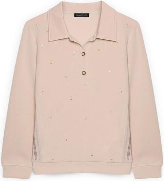 Fiorella Rubino Polo sweatshirt met lichtgevende applicaties - Dames - Sweatshirts - Roze - L - Polyester - Hoodies & sweatvesten