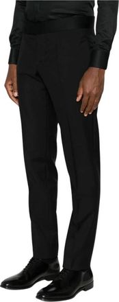 Emporio Armani Broek met satijnen bies - Heren - Nette broeken - Zwart - XL - Satijn - Broeken