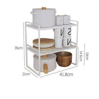 OEM Estanter&iacute;a De Cocina De Dos Niveles, De Tama&ntilde;o Mediano, Robusta Y Duradera, Fabricada En Acero Al Carbono, De Color Blanco, Para Un Almacenamiento Efi