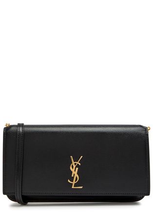 Saint Laurent Cassandre Grained Leather Phone Case bag - Black - One Size