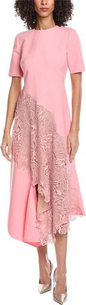 Oscar De La Renta Bellflower Guipure Silk-Lined Wool-Blend Maxi Dress