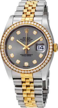 Rolex Grey Diamond Dial Automatic Steel and 18kt Yellow Gold Jubilee Watch 116243GYDJ