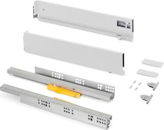 Emuca Emuca - Caj&oacute;n Exterior Vertex Push Sincro Con Regulaci&oacute;n 3d De Altura 93mm, 40kg, Profundidad 350mm, Acero, Pintado Blanco