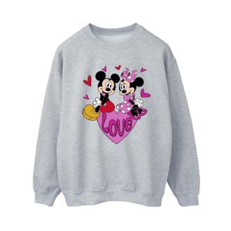Disney Dames/Dames Love Hearts Mickey & Minnie Mouse Sweatshirt (Sportgrijs)