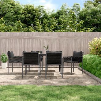 vidaXL Juego Comedor Jard&iacute;n 7 Piezas Y Cojines Rat&aacute;n Sint&eacute;tico Y Acero Vidaxl