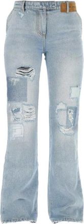 Palm Angels Distressed Patchwork Flare Jeans - Dames - Bootcut Jeans - Blauw - W27 - Denim - Jeans