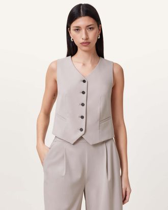AllSaints Womens Polyester Aleida Lightweight Tri Waistcoat, Size: UK 16/US 12