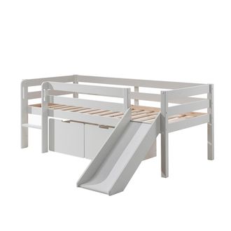 Vipack Vipack - Cama De Media Altura 90x200 Con Tobog&aacute;n, Somier Y Cajones Pino Blanco